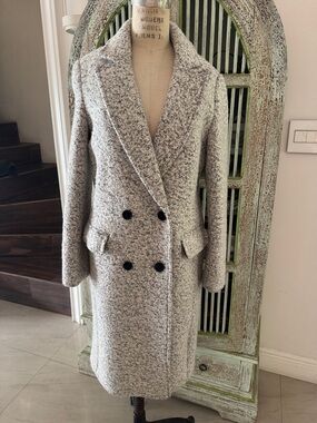 Express Women's Gray Tweed Double-Breasted Coat